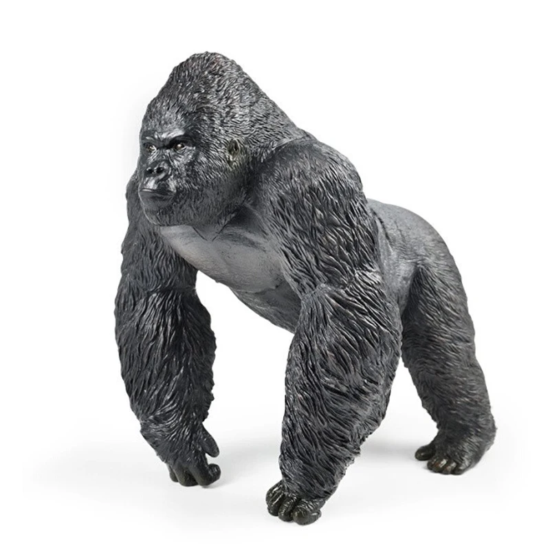 현실적인 대형 원숭이 화이트 백 고릴라 장난감 모델 야생 동물 시뮬레이션 소년과 소녀를위한 선물 소장품 액션 피규어