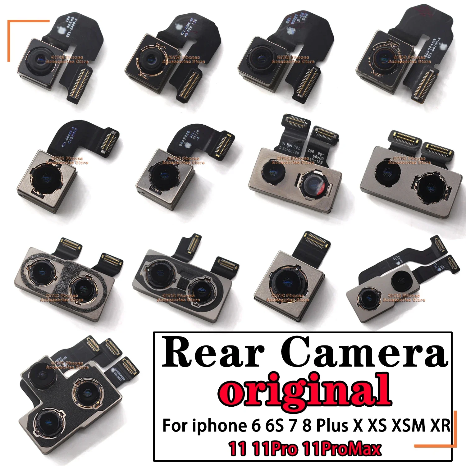 

Rear Camera For iPhone 6 6S 7 8 Plus Back Camera Rear Main Lens Flex Cable Camera Lens For iphone X XR XS MAX 11 11Pro Max