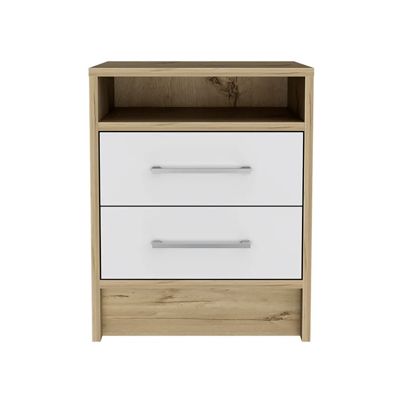 Philadelphia Nightstand, Two Drawers, Concealed Shelf