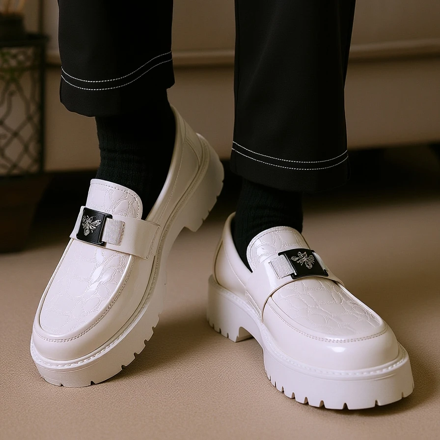 2025 الرجال جولة تو سميكة سوليد ضوء أحذية من الجلد الفاخرة المتسكعون عدم الانزلاق الراحة موضة الأعمال مكتب فستان رسمي الأحذية