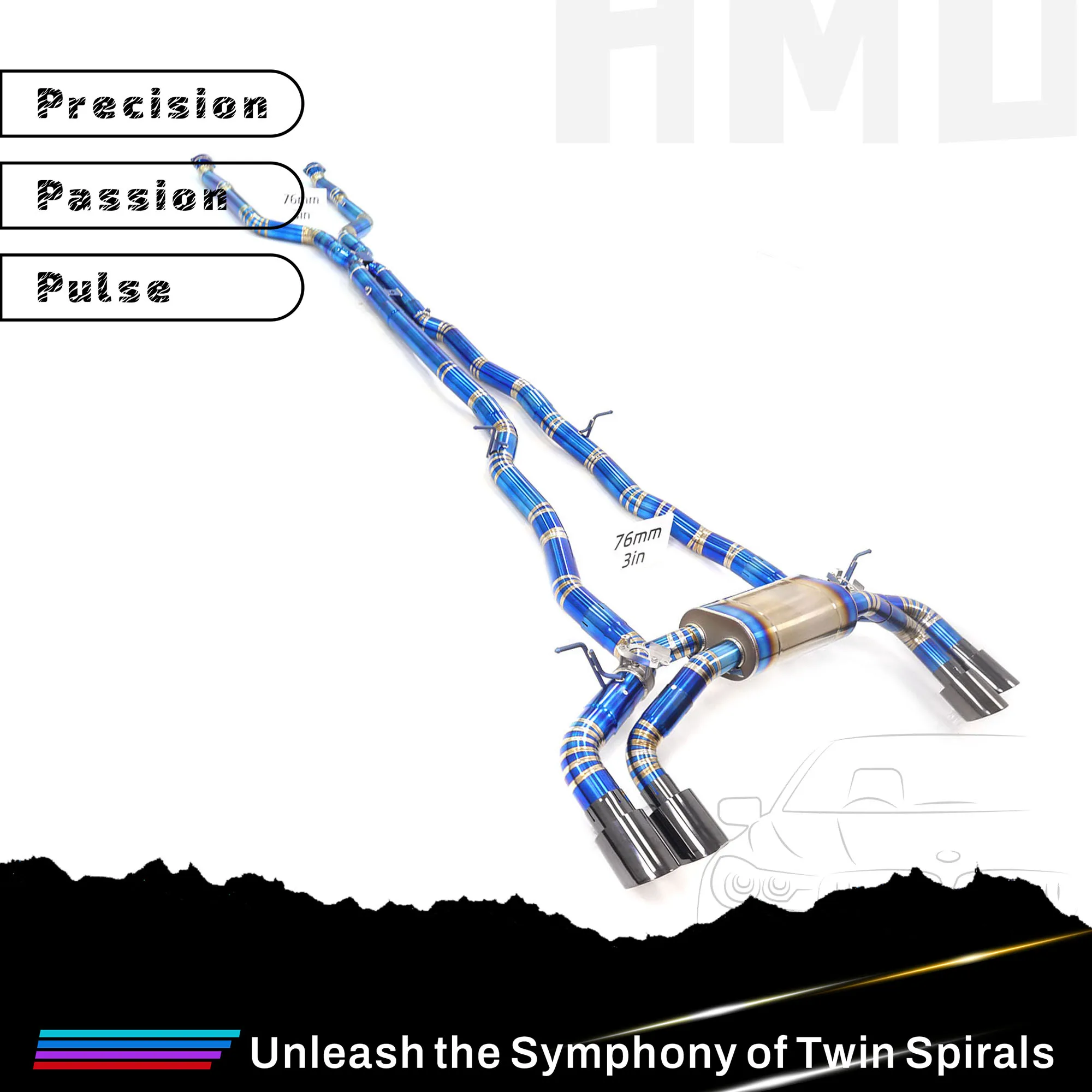 

HMD Customization TC4 Catback для BMW M5 G90 4.4T, с оригинальной клапанной выхлопной системой и дизайном X-Pipe