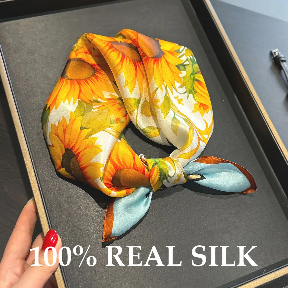 

Новый женский летний шарф из 100% натурального шелка, платок-бандана, защита от солнца, дышащий квадратный платок, повязка для волос, шейный платок, галстук, аксессуар для сумки