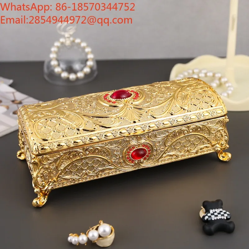 New Rectangular Jewelry Box Creative Diamond-encrusted Light Luxury Jewelry Storage Box