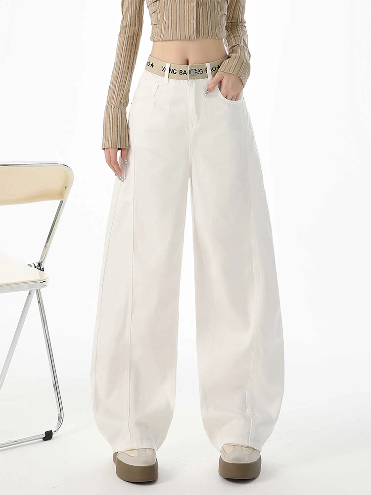 

Winter Women's Denim Pants Y2K Baggy Jean Harajuku Cowboy Mom Jean Japanese Wide Fit High Quality Wide Jeans High Quality White