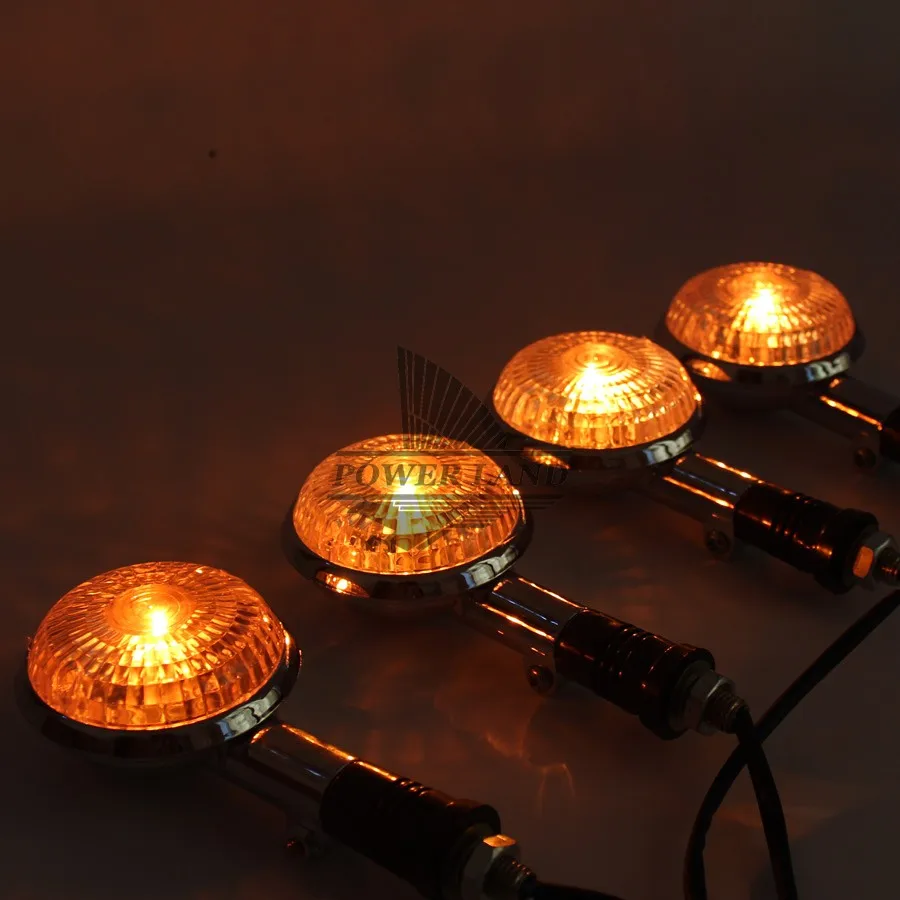 2pairs 12V Mototcycle Amber Lens Amber Light Turn Signal Lights Lamp Indicators Universal For YAMAHA V MAX 1200 XVS 650 400