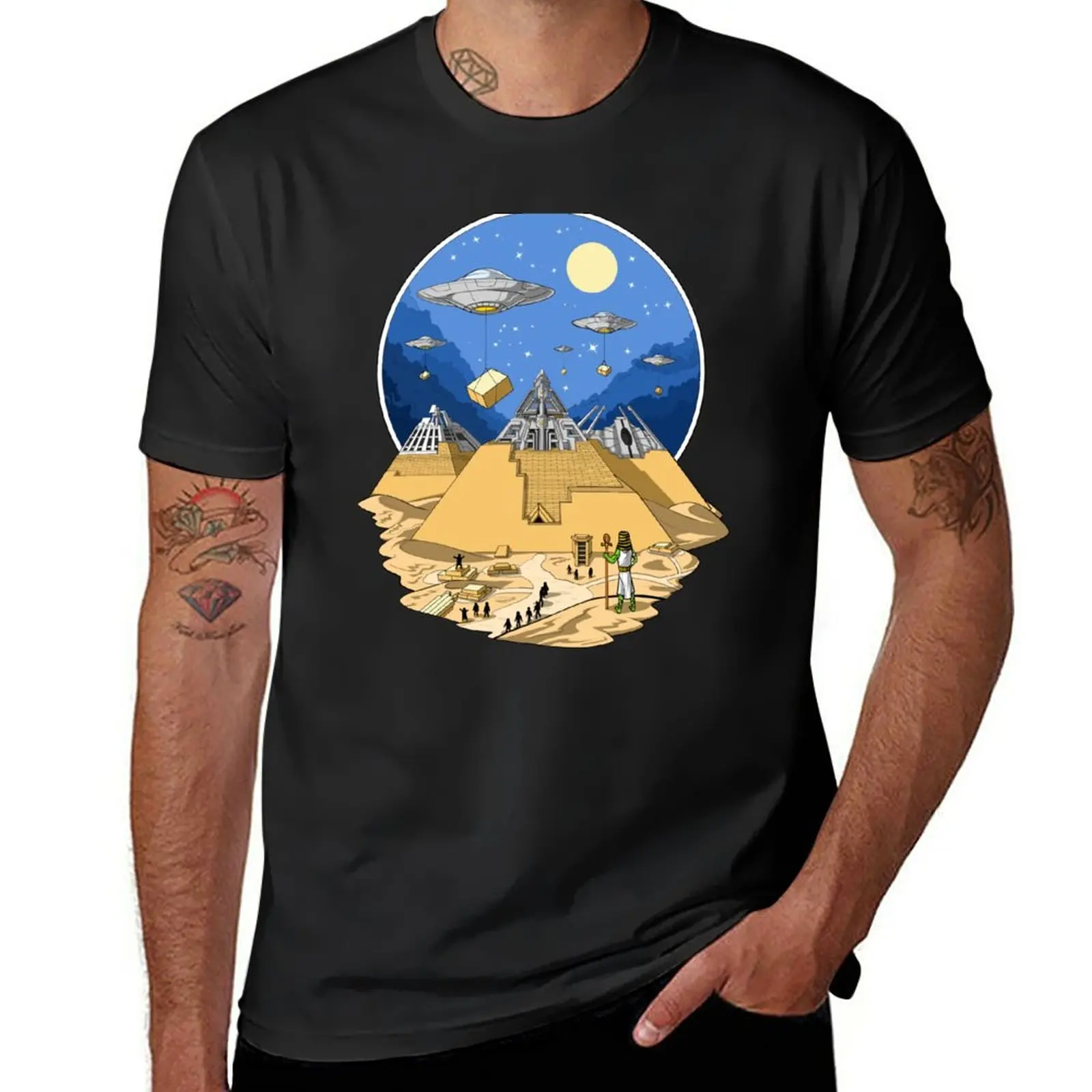 

New Aliens Bulding Egyptian Pyramids T-Shirt quick drying shirt Anime t-shirt graphics t shirt mens champion t shirts