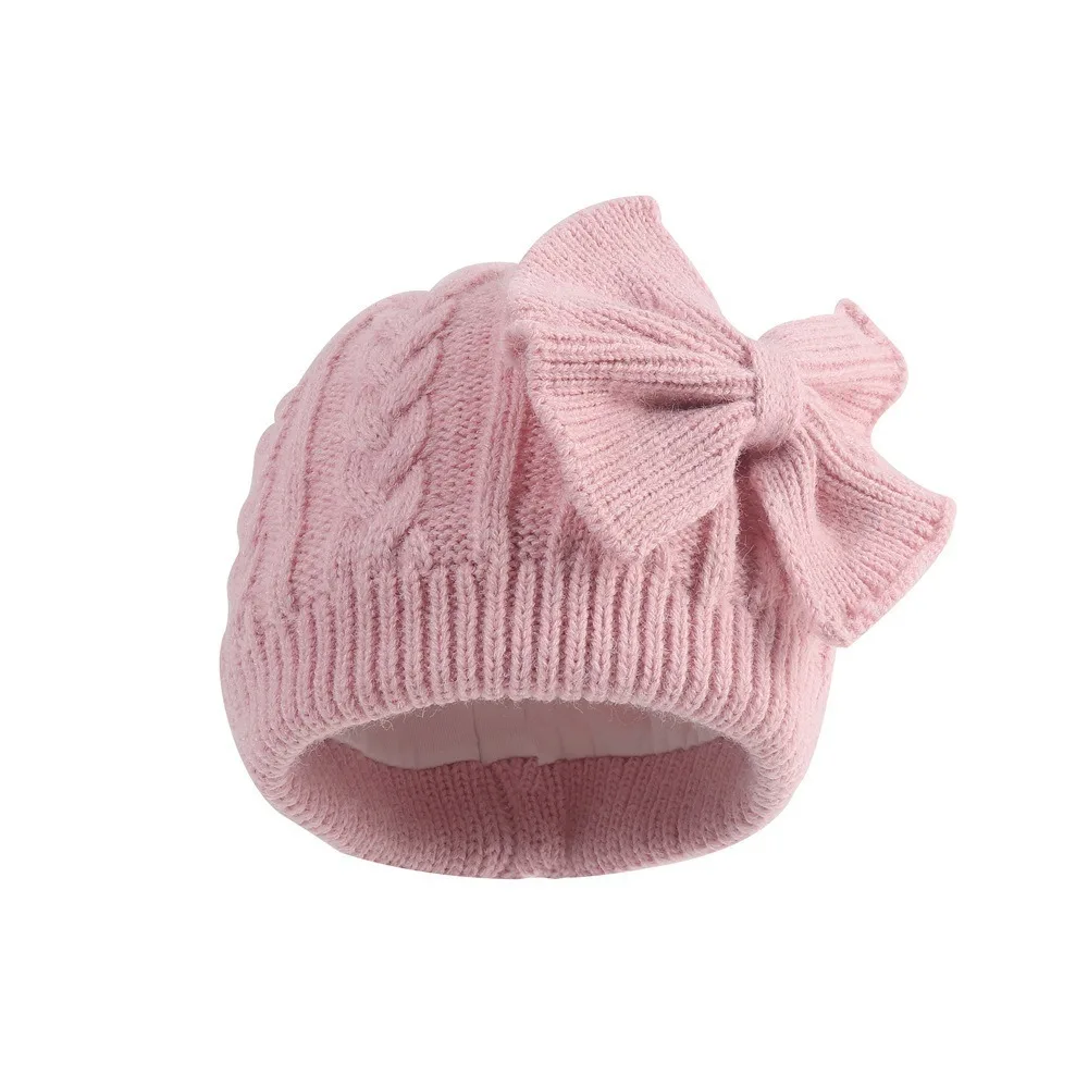 

Lightweight Baby Knit Hat Knit Material Bow Design Large Bow Hat Stretchy Fabric Soft Texture Winter Hat Winter Season