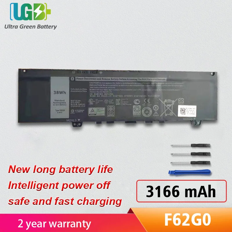 

UGB New F62G0 F62GO Battery For Dell Inspiron 13 7000 5370 7370 7373 7380 7386 Vostro 5370 RPJC3 CHA01 39DY5 P83G P87G P91G