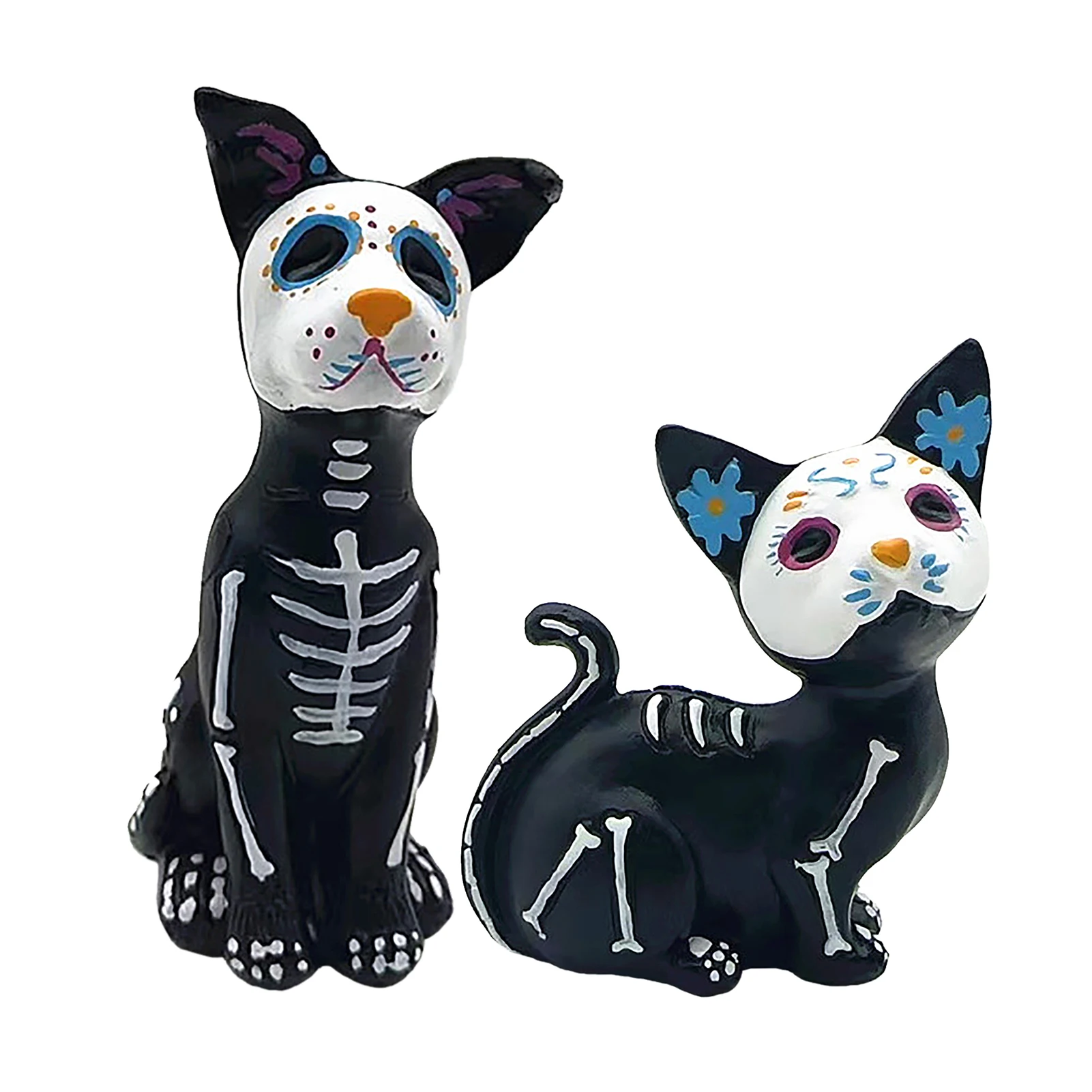 

Cute Little Flower Cat Dog Ghost Skull Figurine Ornament Halloween Resin Crafts Statue Home Decoration for 2025 Halloween Decor