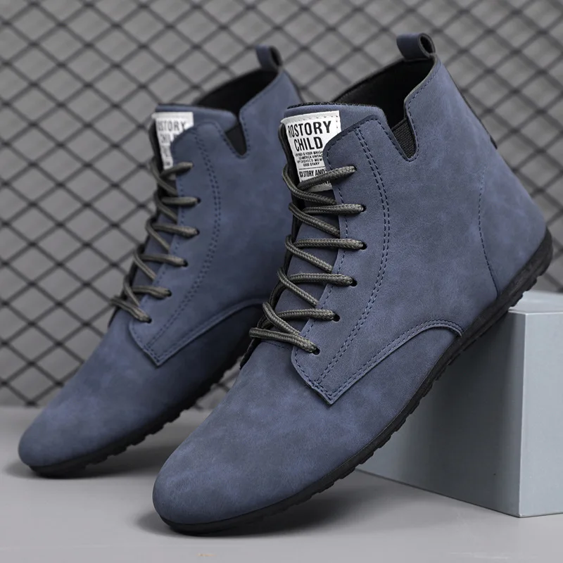 

Men's autumn casual shoes, retro British-style high-top boots, casual and lightweight single shoes, trendy bean shoes