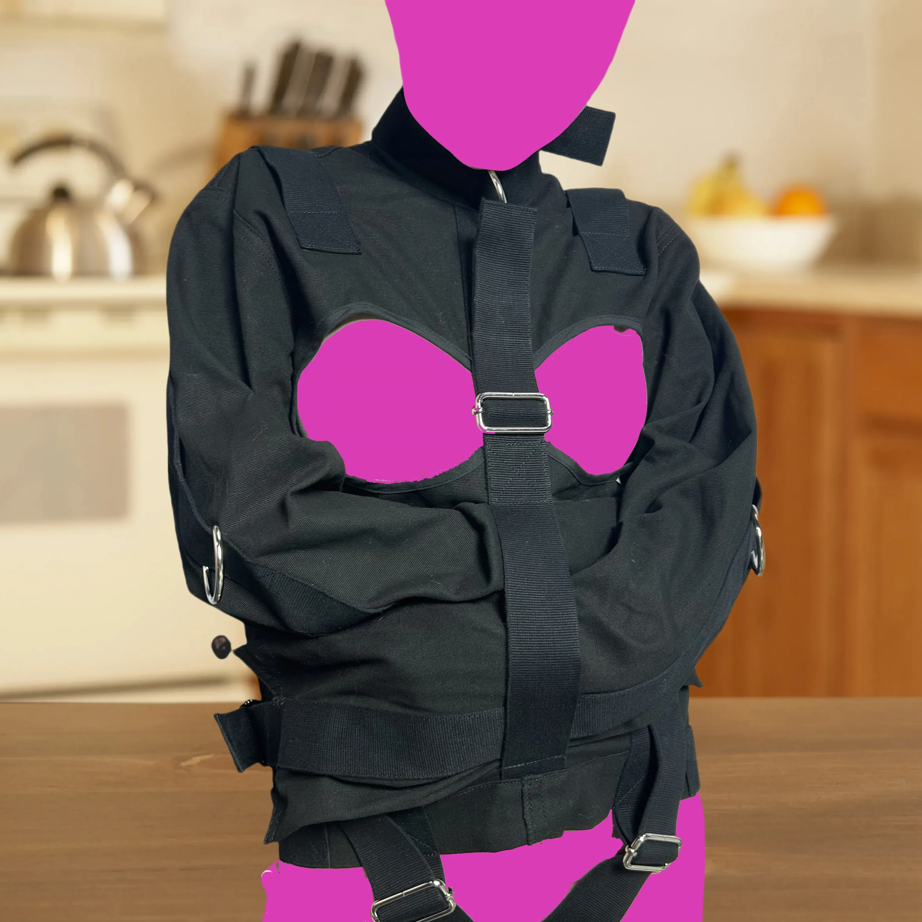 

Open Breast ABDL Bondage Straitjacket Adult Couple Game Open Bust Straight Jacket Costume for Self Bondage Restraints Fetish
