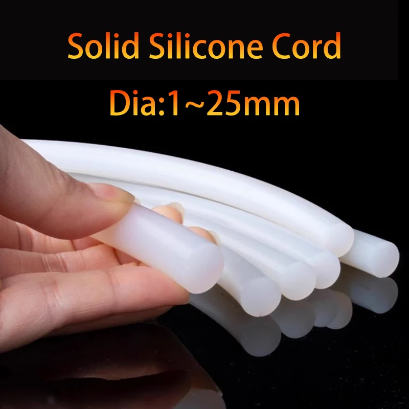 

Solid Silicone Cord Diaeter 1mm~25mm White Rubber Gasket Rubber Bar Trim Seal Strips O Ring High Temperature Waterproof