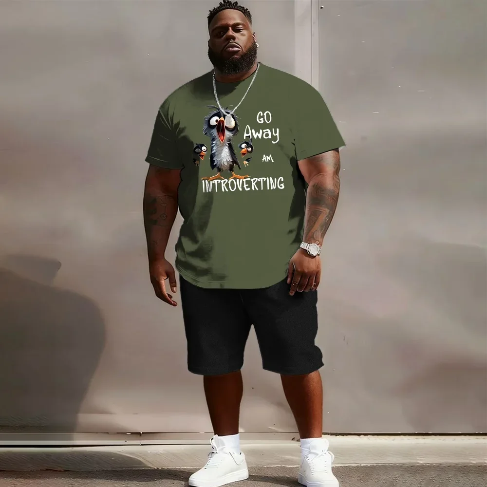 

3D Men's Set Digital Print Street Style Men's Fashionable Men's Short Sleeved Two-piece Set Loose Fit Polyester Fiber Clothing