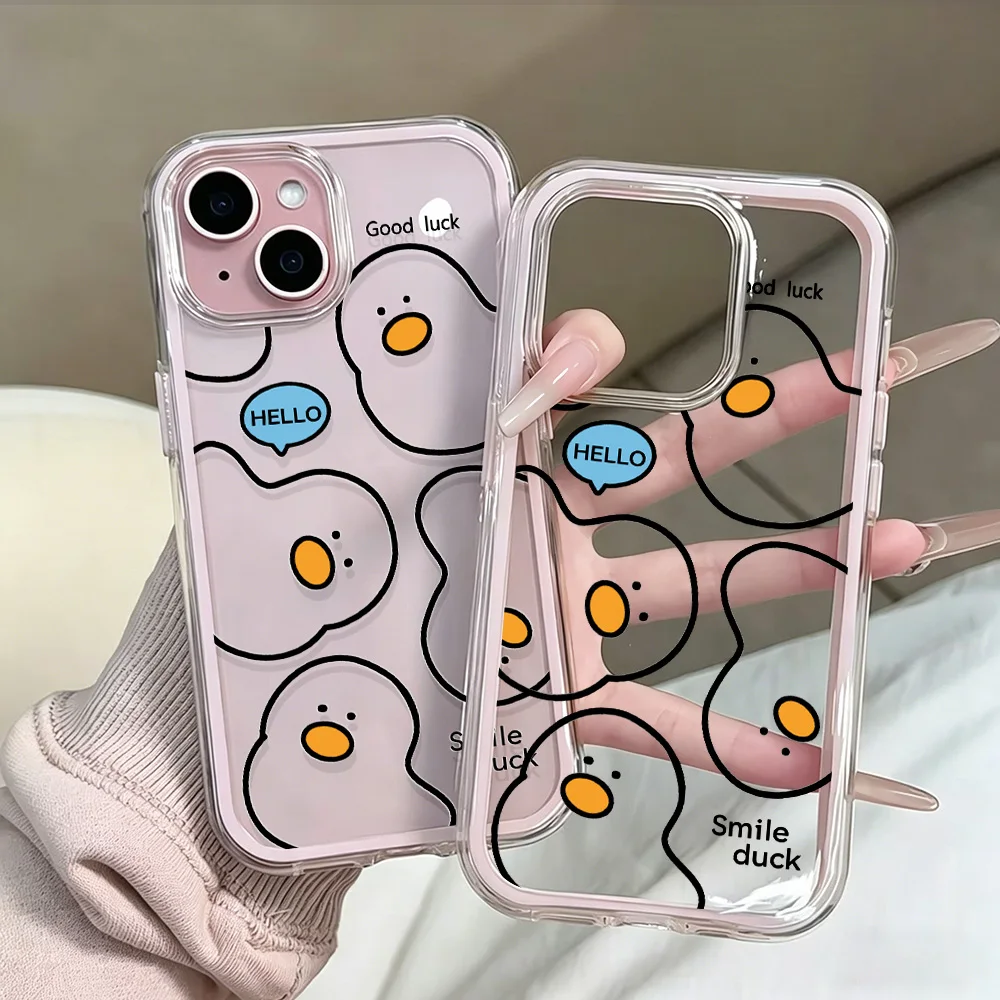 Niedliche gelbe Enten-Handyhülle für iPhone 17 13 16 15 11 12 14 Pro Max 17 Air XR X, Silikon 2-in-1 stoßfeste weiche Hülle – Detail 6