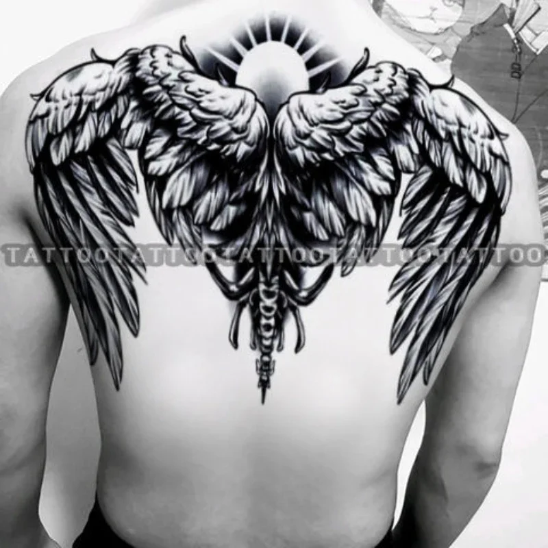 Herbal Wings Tattoo Stickers for Woman Man Back Punk Temporary Tattoos Waterproof Angel Fake Tattoo Lasting Tattoo Sticker