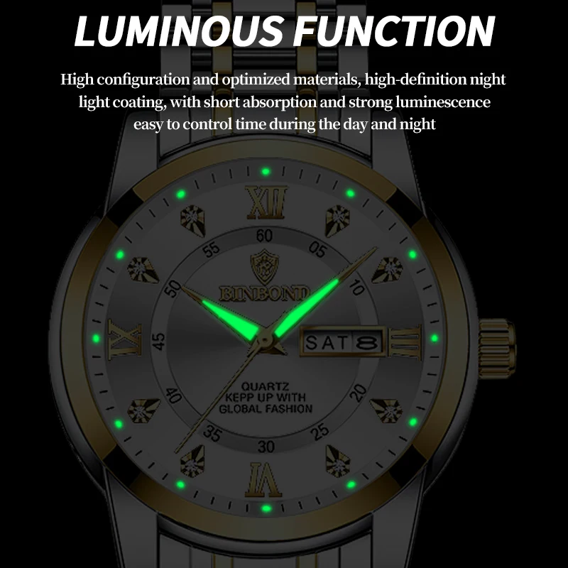 POEDAGAR ساعات عمل فاخرة للرجال تاريخ الأسبوع الفولاذ المقاوم للصدأ كوارتز رجل ساعة مقاوم للماء مضيئة موضة ساعة يد رجالية