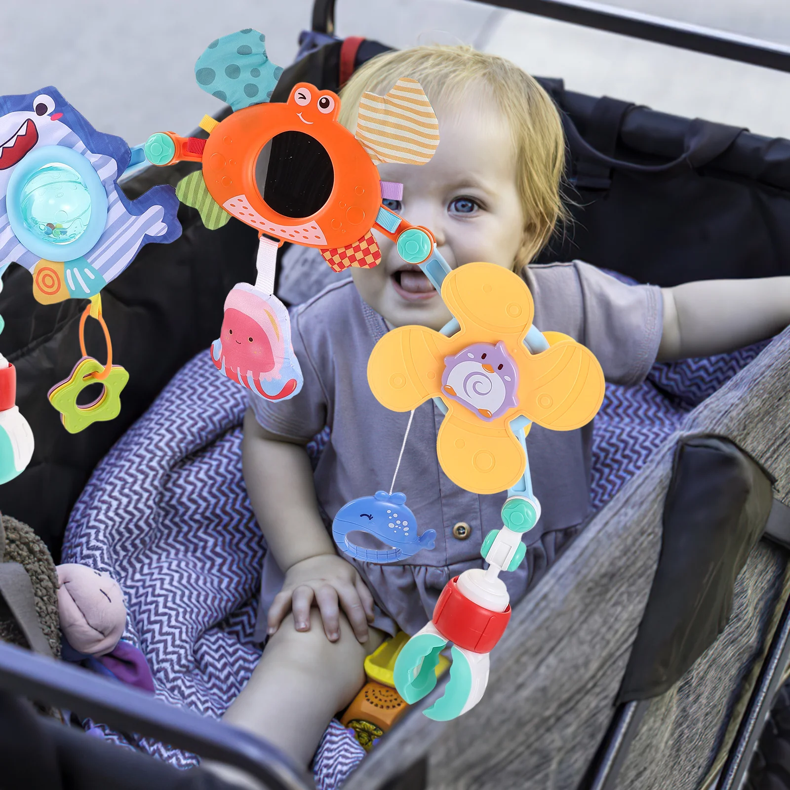 

Stroller Rattles Arch Safe Strong Plastic Material Attractive Animal Appearance Pendant Interactive Fun Babies