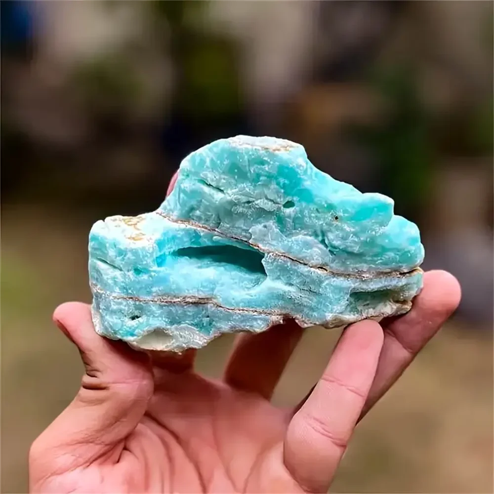 1pc Rare Blue Aragonite Raw Stone Specimen - Natural Smithsonite Crystal Quartz, Bohemian Style Home & Office Desktop Decor - view 4
