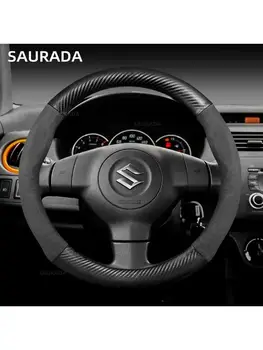 Potah volantu z semiše z uhlíkových vláken pro Suzuki Ignis Jimny Samurai Grand Vitara SX4 Swift Alto Emblem XL7 Autopříslušenství 10 nejlepší prodej kryt volantu Suzuki Jimny - №10