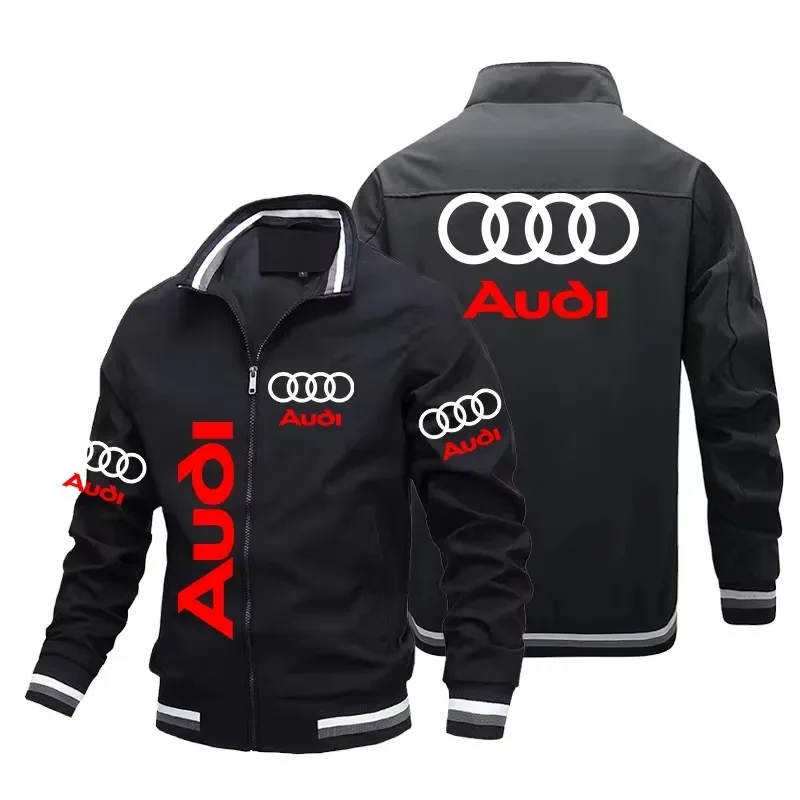 2026 new Audi men's RS logo design printed motorcycle jacket casual outdoor autumn men's fashion cycling jacket
