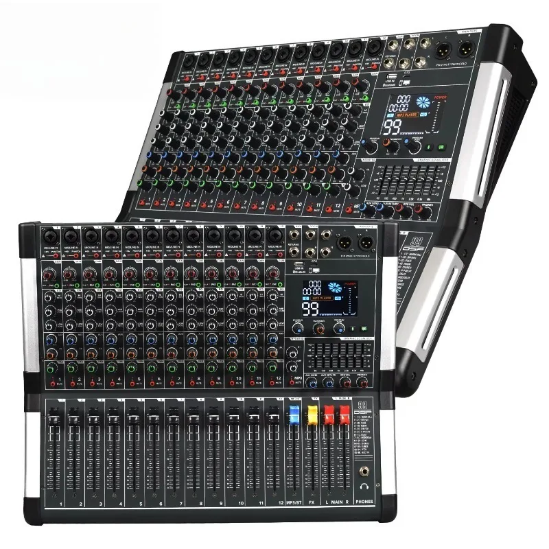 GAX-HLV12 Professional 12-Channel Mixing Console with 99 Built-in DSP Effects & USB for Studio Recording and Live Stage