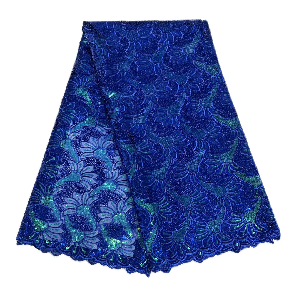 

Women African Sequins Lace Fabrics Fashional Embroidery Tulle Lace 5 Yards Sequined Lace Material For Bridal Wedding Party Dress