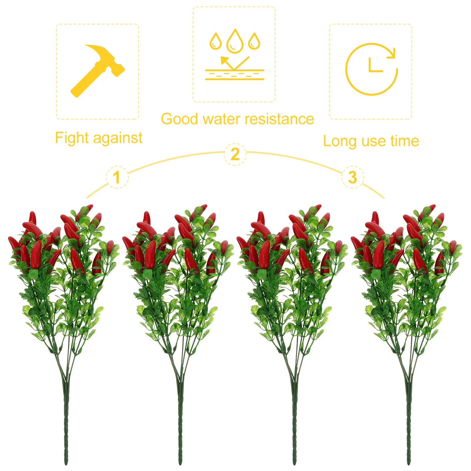 

4Pcs Plastic Fake Chili Bouquet Simulation Pepper Decoration for Home Indoor Outdoor Banquet Fake Chili