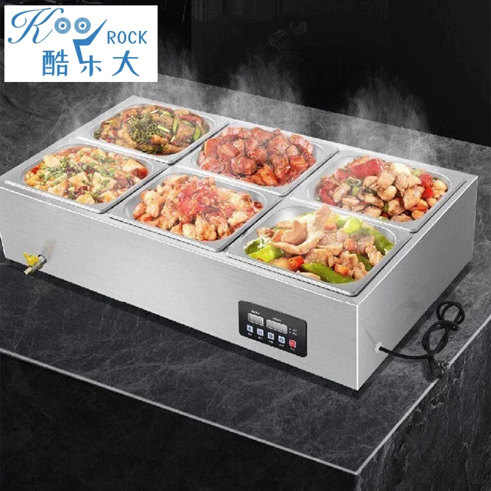30x15.5x15cm 4-Cell Stainless Steel Electric Heated Food Warmer, Auto-Temperature Control Soup Bain-Marie for Catering