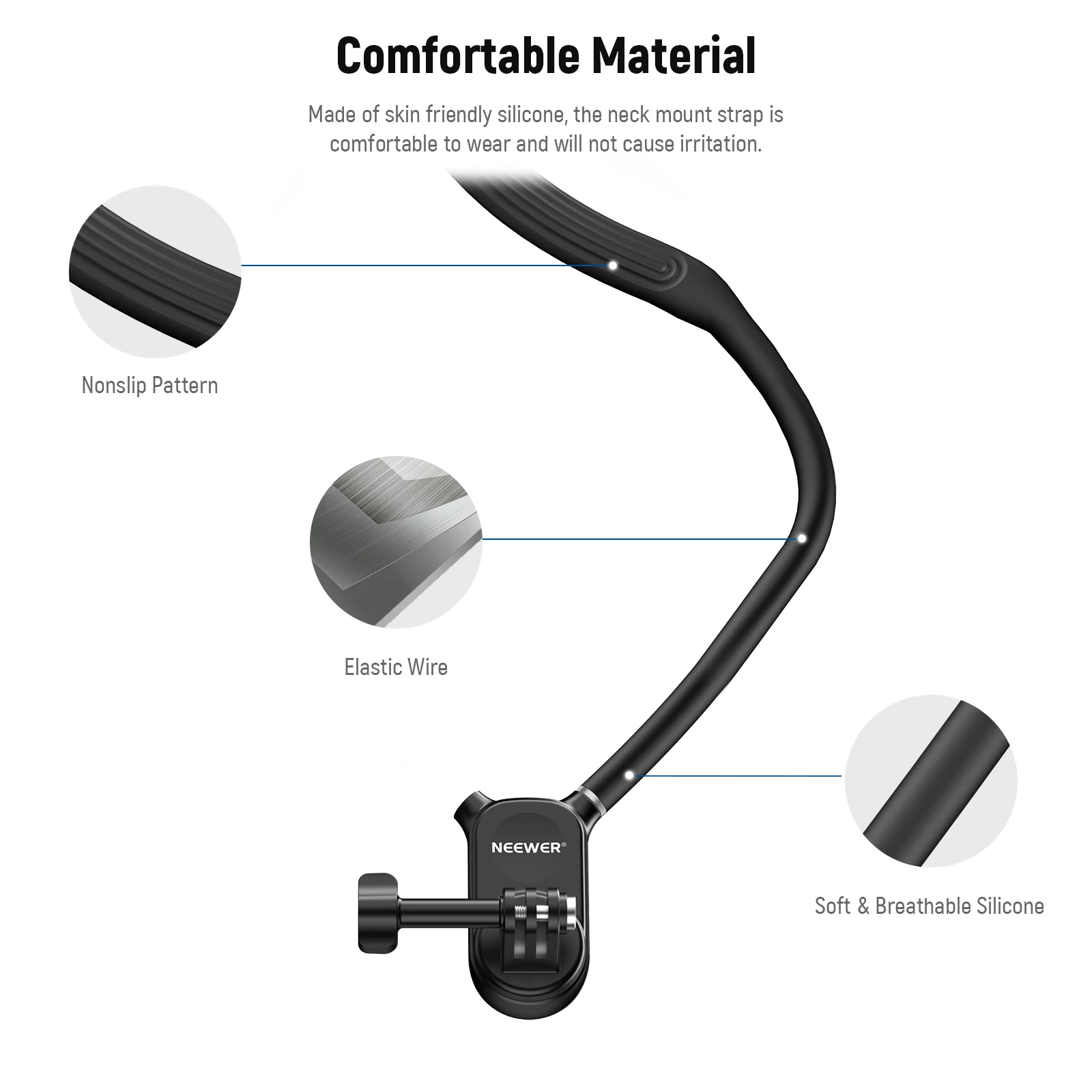 NEEWER Support de cou magnétique avec clip pour téléphone compatible avec GoPro Hero 12 11 10 MAX DJI Action 4 Insta360 iPhone Samsung