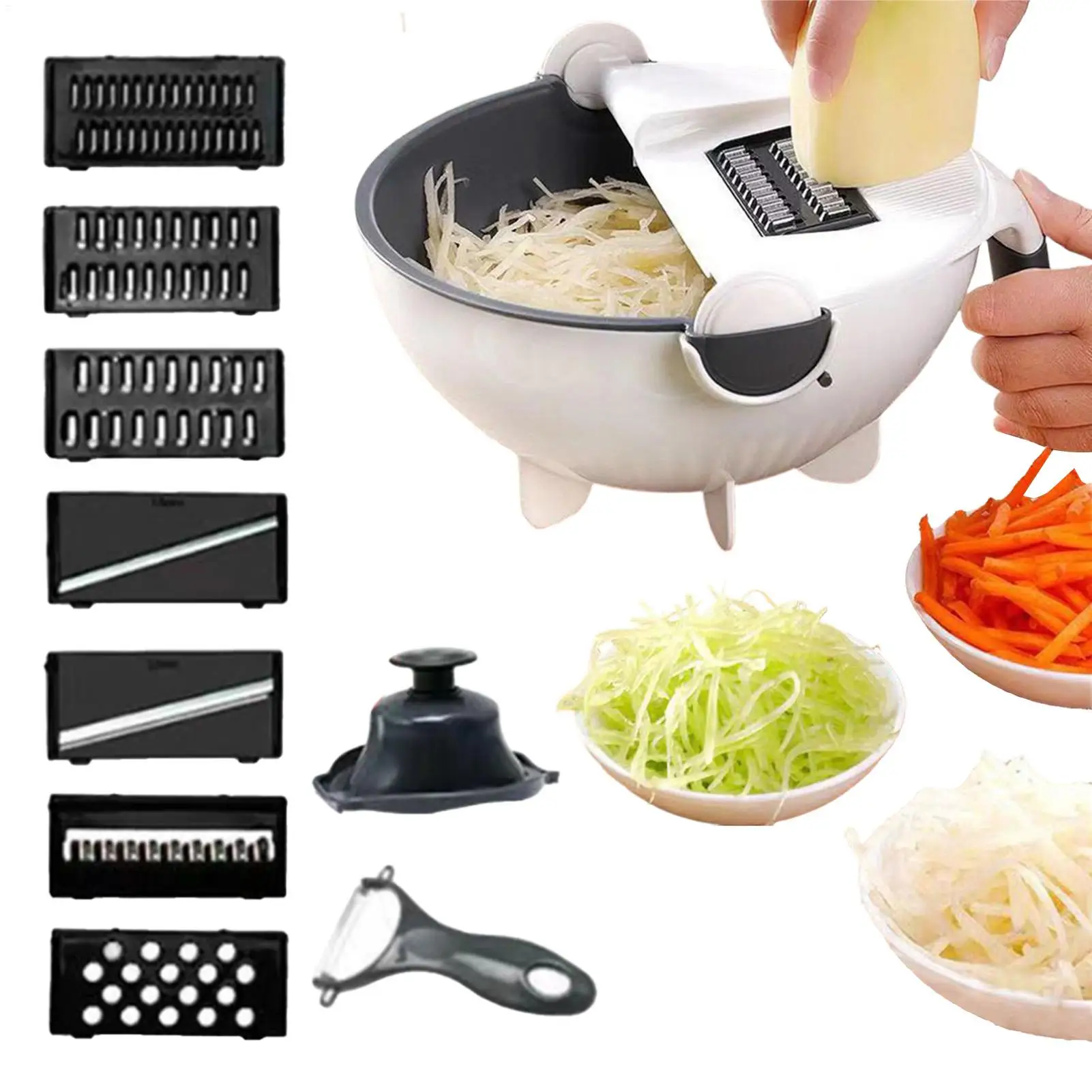 

Potato Slicer Kitchen Gadgets Chopper Multifunctional Vegetable Slicer with Drain Basket for Potato Carrot Onion Cucumber Cheese