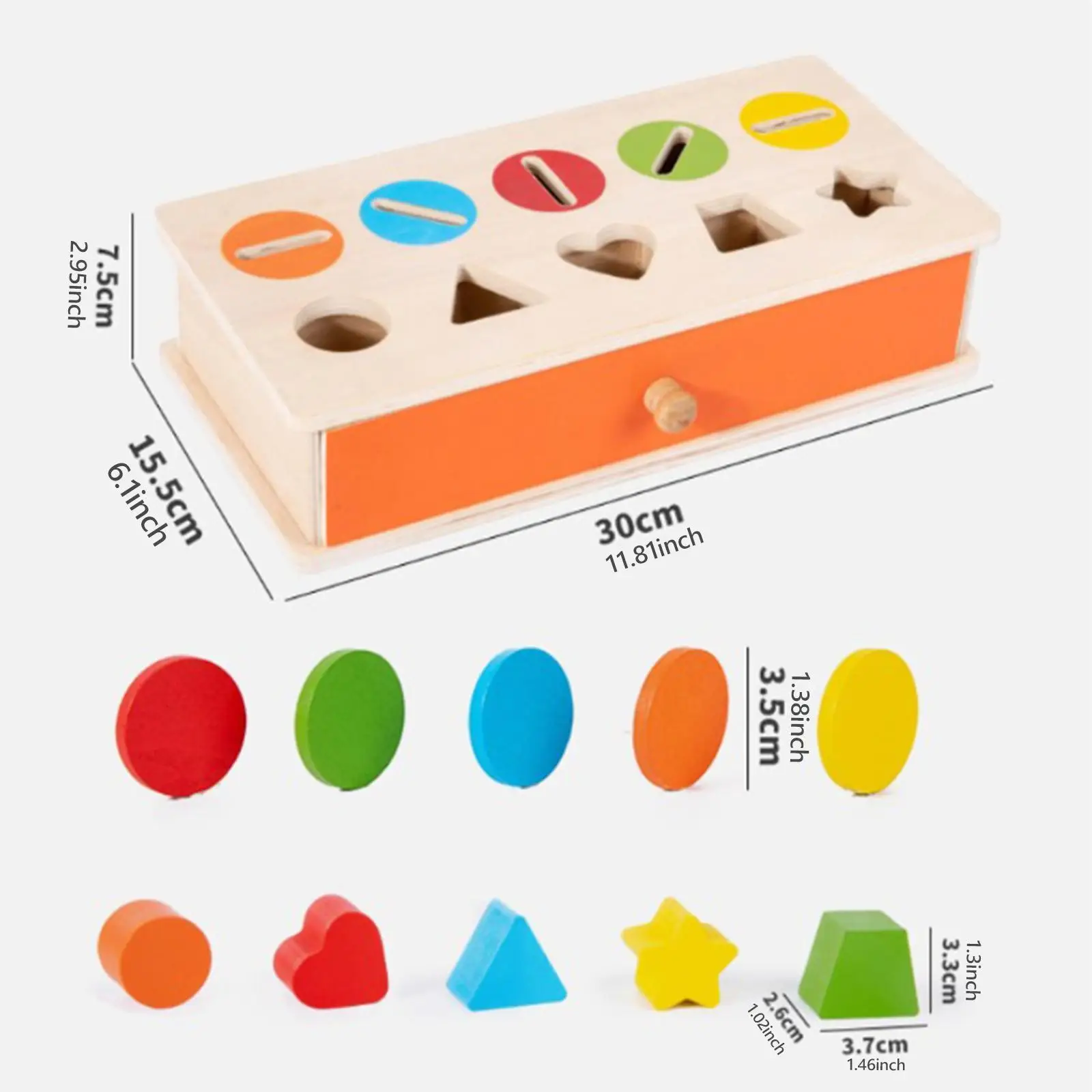 Drewniana skrzynka edukacyjna do sortowania kształtów i kolorów, zabawka edukacyjna rozwijająca motorykę małą, gra do dopasowywania kształtów i kolorów dla niemowląt, małych dzieci i dzieci.