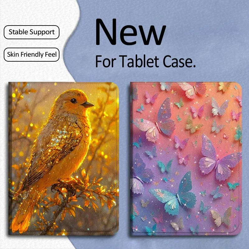 

Luminous Art Butterfly Bird For Xiaomi Mi Pad Mini 4 5 6 7 SE Pro Plus Redmi Pad 2 SE 2025 8.8 11 Foldable Tablet Case Gift