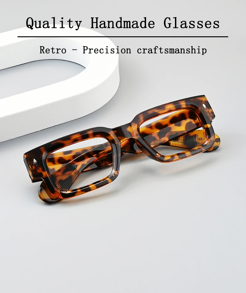 Damen Photochrome Brille Quadratischer Übergroßer Acetatrahmen Anti-Blaulicht Myopie-Korrekturbrille Maßgefertigte Herrenbrille – Detail 2