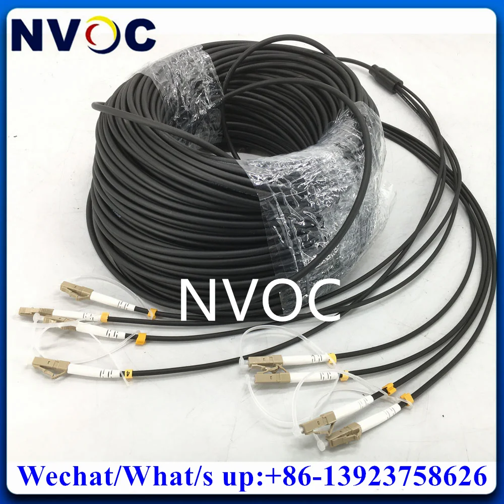 4Core OM3-150 300M LC-LC Patch Cord,4Fibers Multimode MM 4.5mm LSZH/TPU Outdoor LC/ST/FC/SC Armored Fiber Optic Cable Connector