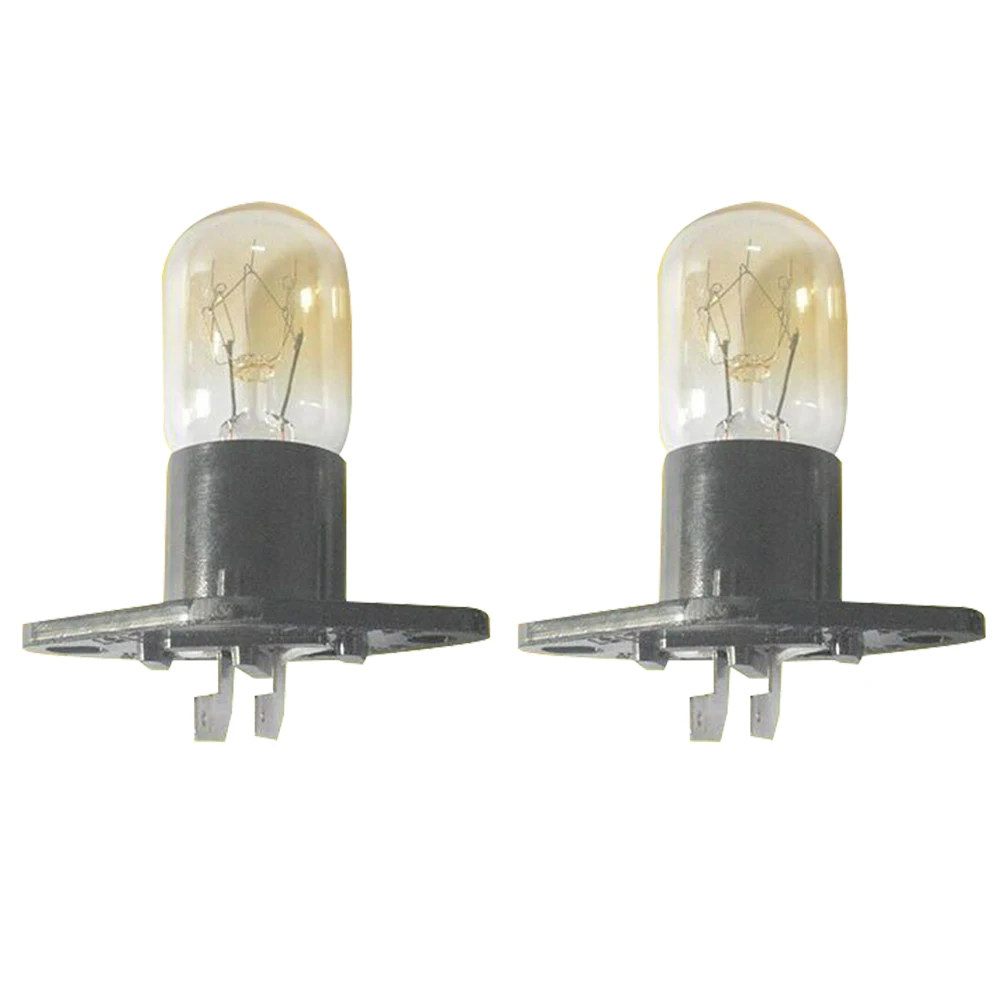 Bombilla de horno microondas de 2 pines, luz de horno de alta temperatura, accesorios de repuesto, 2a, 250V, 20W, 2 uds.