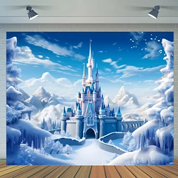 Magic Castle Background Photography Cloth, Winter Snowflake Birthday Background Christmas New Year Party