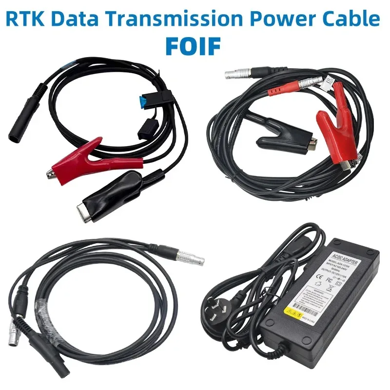 FOIF GNSS RTK 5-Pin Data Transmission Cable Power Cable for External Radio 220V Power Adapter