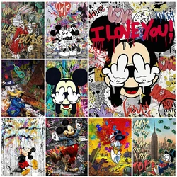 Luxury Disney Diamond Art Mickey Mouse And Donald Duck Diamond Painting 5D Full Drill Graffiti Banksy Decor Rhinestones Pictures