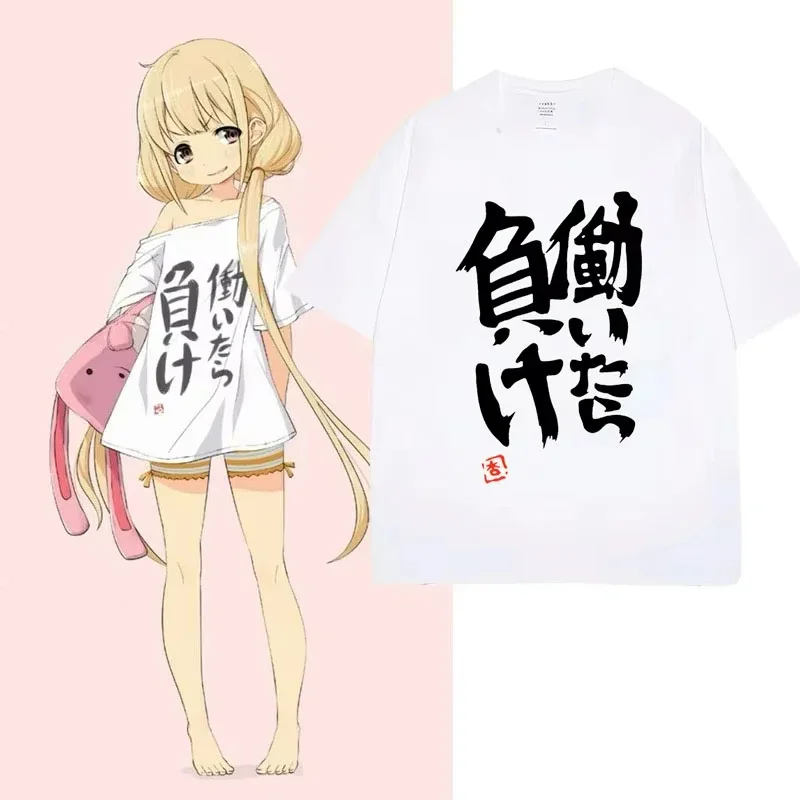 Anime Futaba Anzu Same Print T Shirt Chinese Word Cosplay Style T Shirts Fashion Harajuku Kawaii T-shirt Women's Y2K Clothing