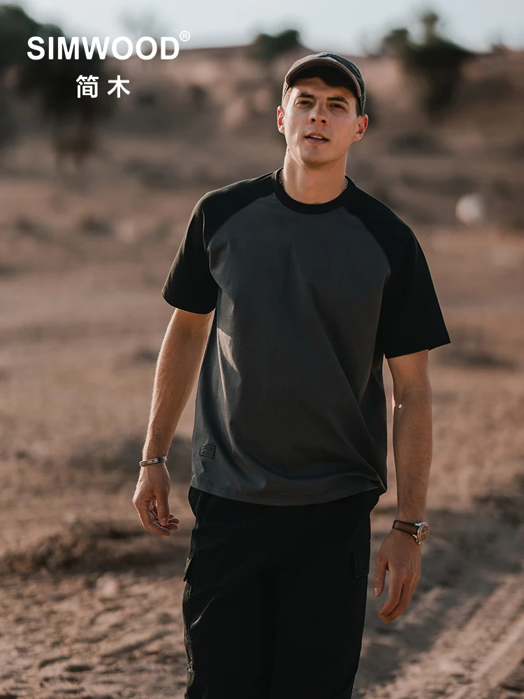 

SIMWOOD 2025 Summer New 240gsm Sorona Cool Feeling Fabric T-shirts Men Oversize Raglan Sleeve Athletic Sports Gym Workout Tops