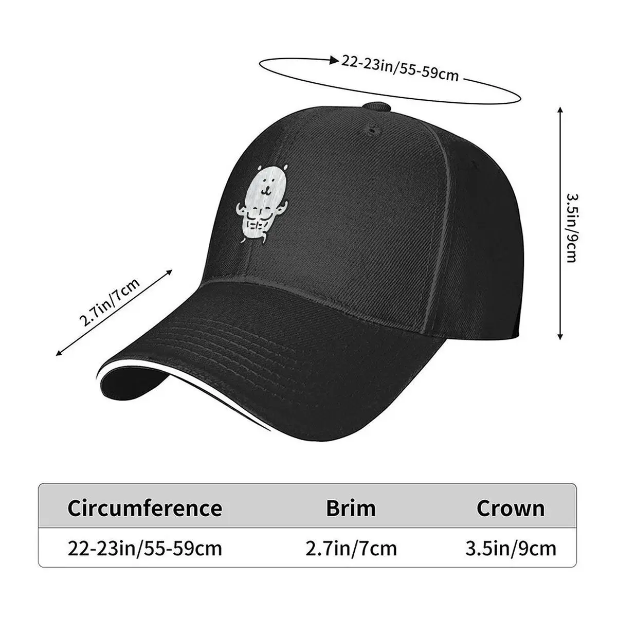 Funny Muscle Bear Cartoon Graphic Sandwich Baseball Cap Outdoor