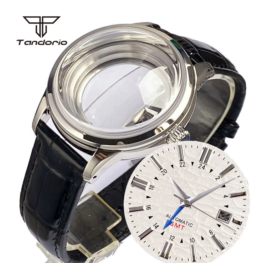 40mm Dive Automatic Watch Case 20bar Domed Sapphire Crystal Dial Hands Set Transparent Back Fit for NH34 GMT Automatic Movement