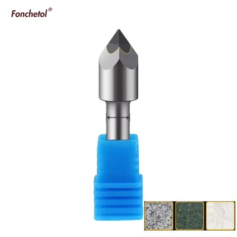 Herramienta de tallado de piedra de diamante PCD de cuatro cuchillas, adecuada para grabado de caracteres pequeños en mármol, granito y lápidas, tallado CNC