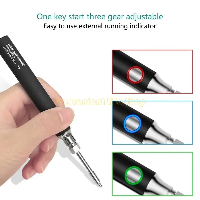 

L1EE Wireless Soldering Iron Kits USB Rechargeable Portable Wireless Soldering Iron 3 Temperature Adjustment Soldering Iron