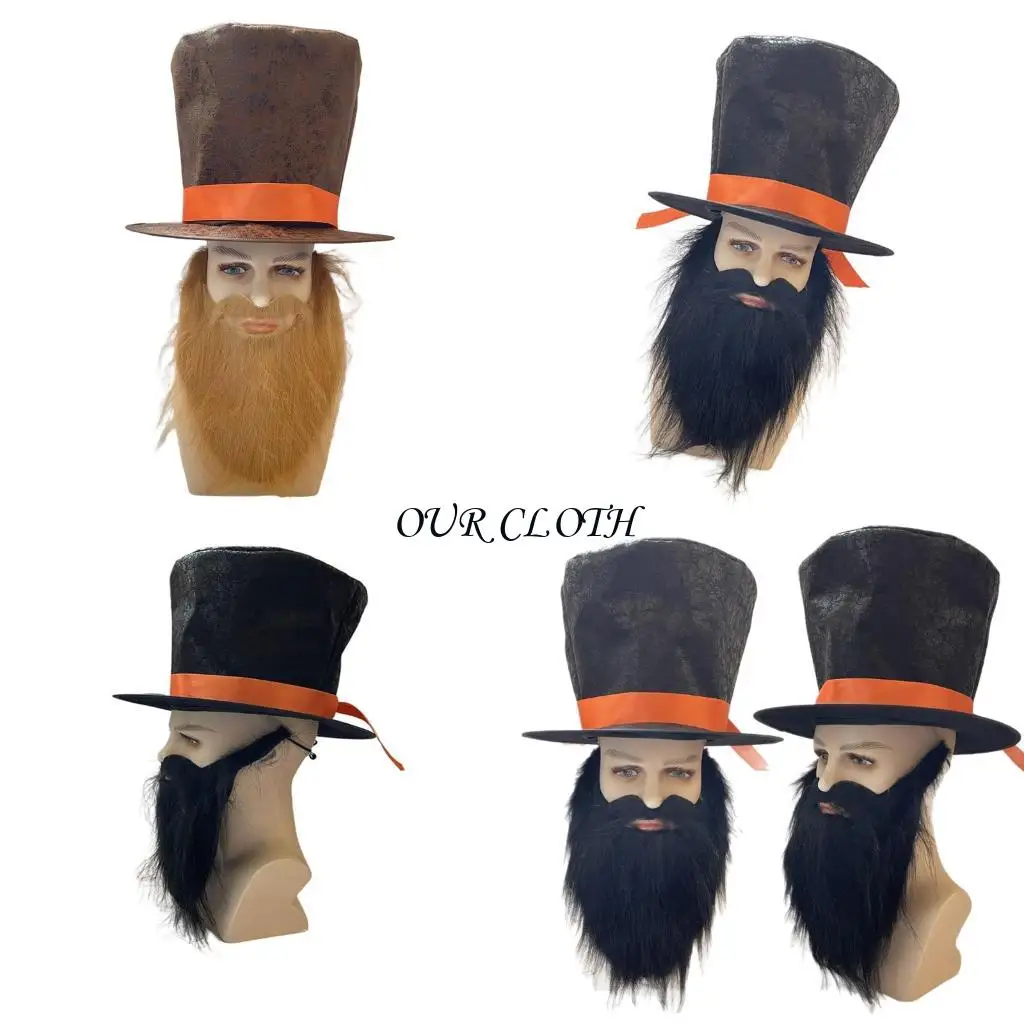 

День президентов костюм Авраамс Линкольнс Костюмированные аксессуары Top Hat усы y1ac