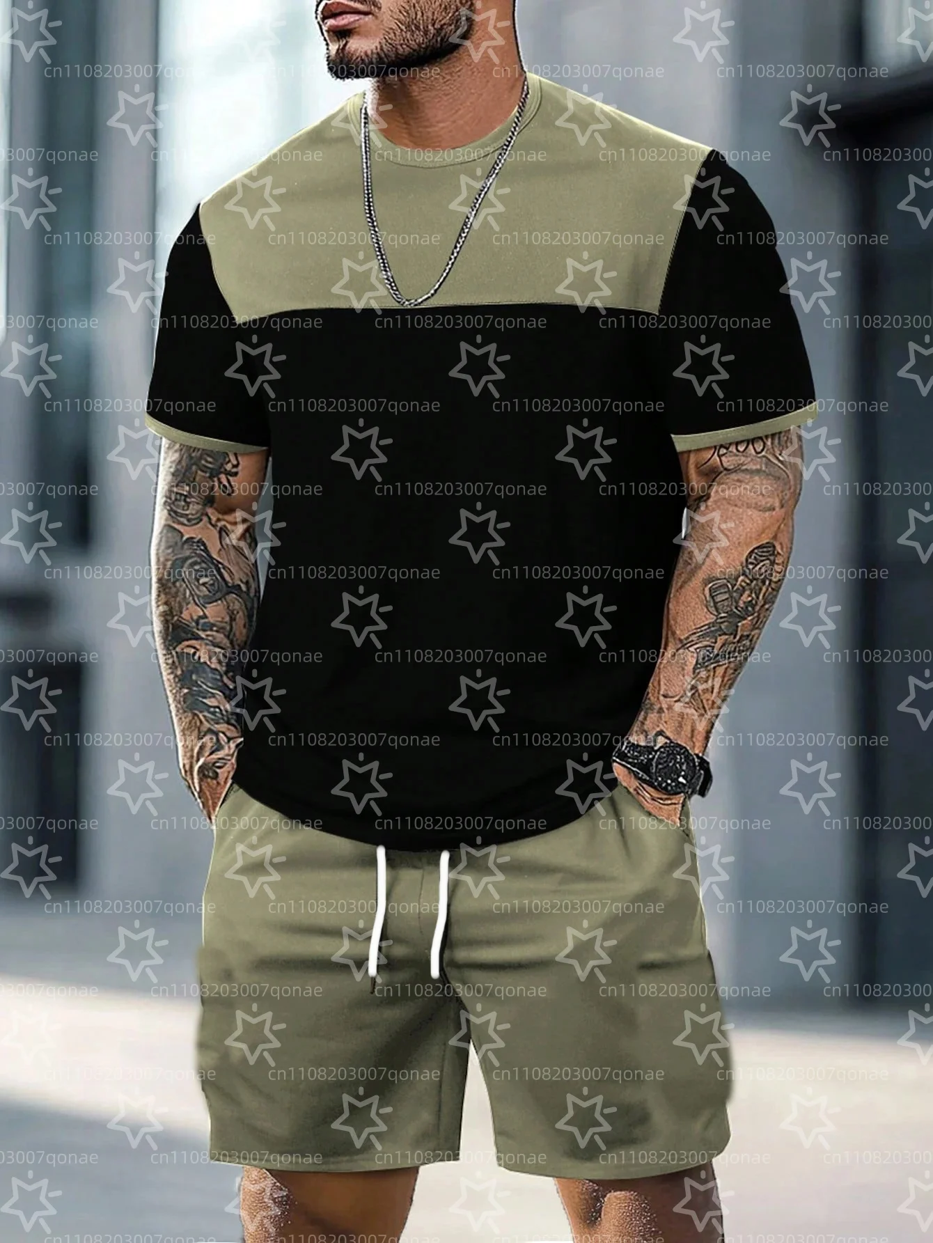 

2026 Simple Men's T-shirts Shorts 2-piece Set Minimalist Casual Loose Sports Short Sleeve Shorts Set Holiday Men's Clothing