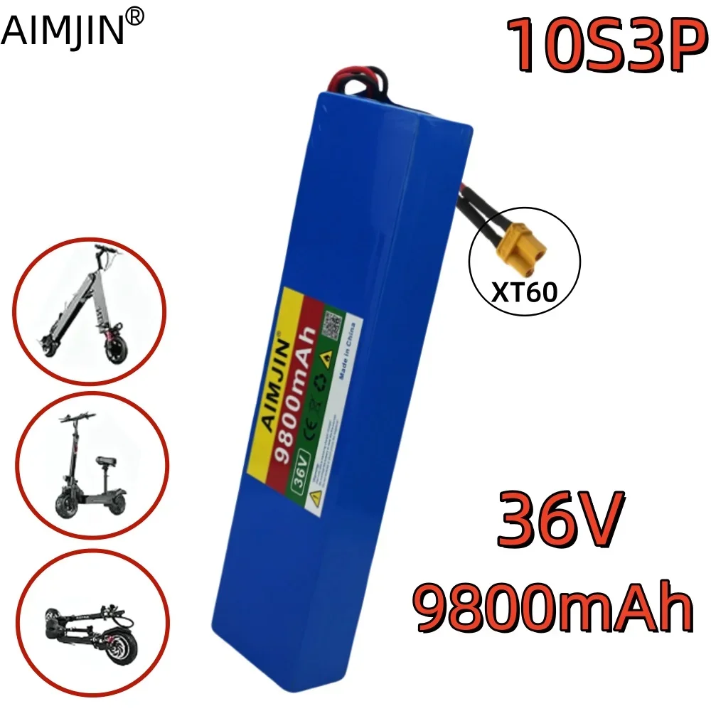 

10S3P 18650 36V 9800mAh electric bicycle rechargeable lithium battery pack BMS