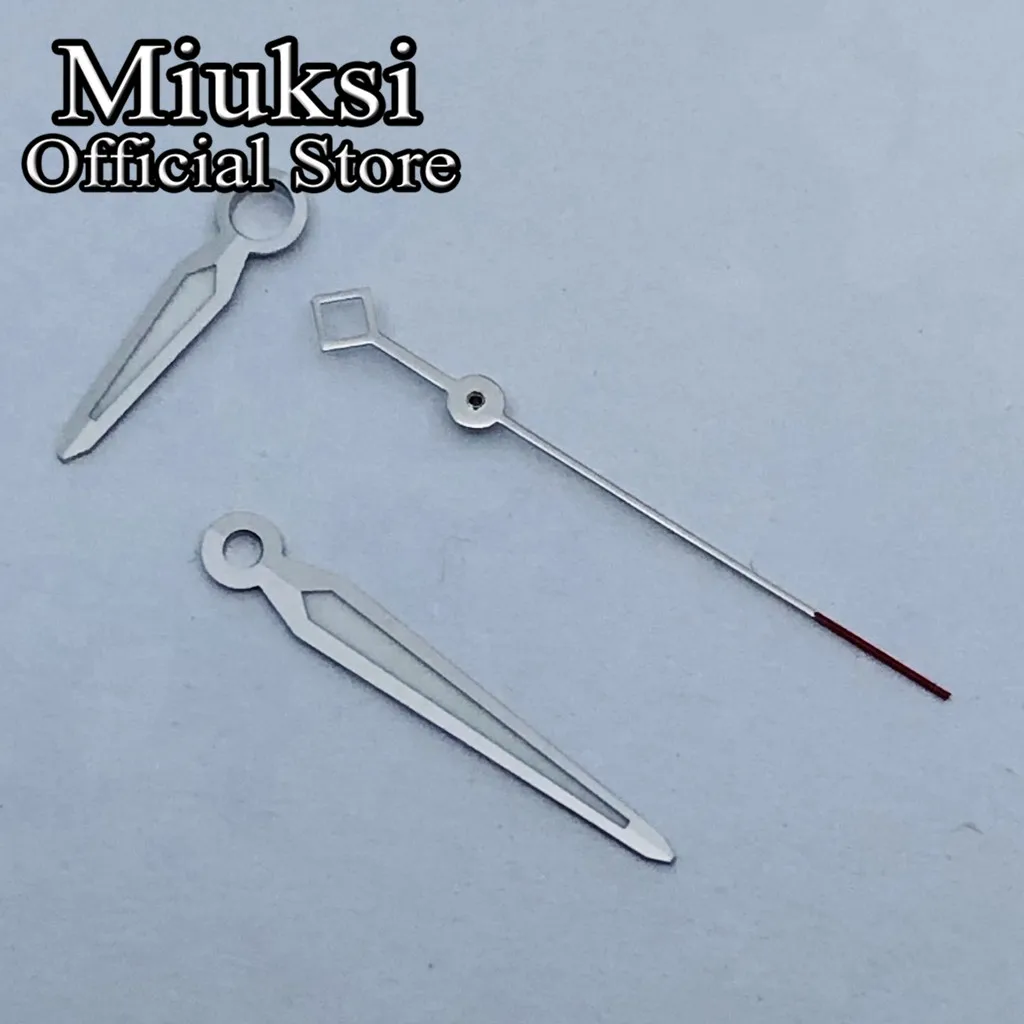 ساعة Miuksi باللون الفضي والأحمر عقارب خضراء مضيئة تناسب حركة NH35 NH36 NH38 NH70 NH72