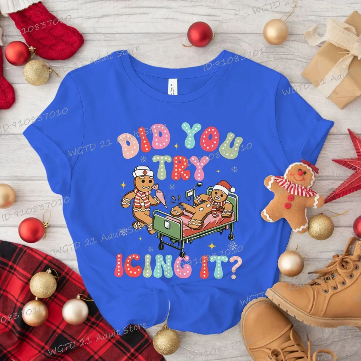 "هل أن تحاول أن تجليدها؟" النساء الرجال عيد الميلاد الزنجبيل تي شيرت أزياء عطلة حزب الكرتون Crewneck للجنسين عيد الميلاد الملابس هدية #3