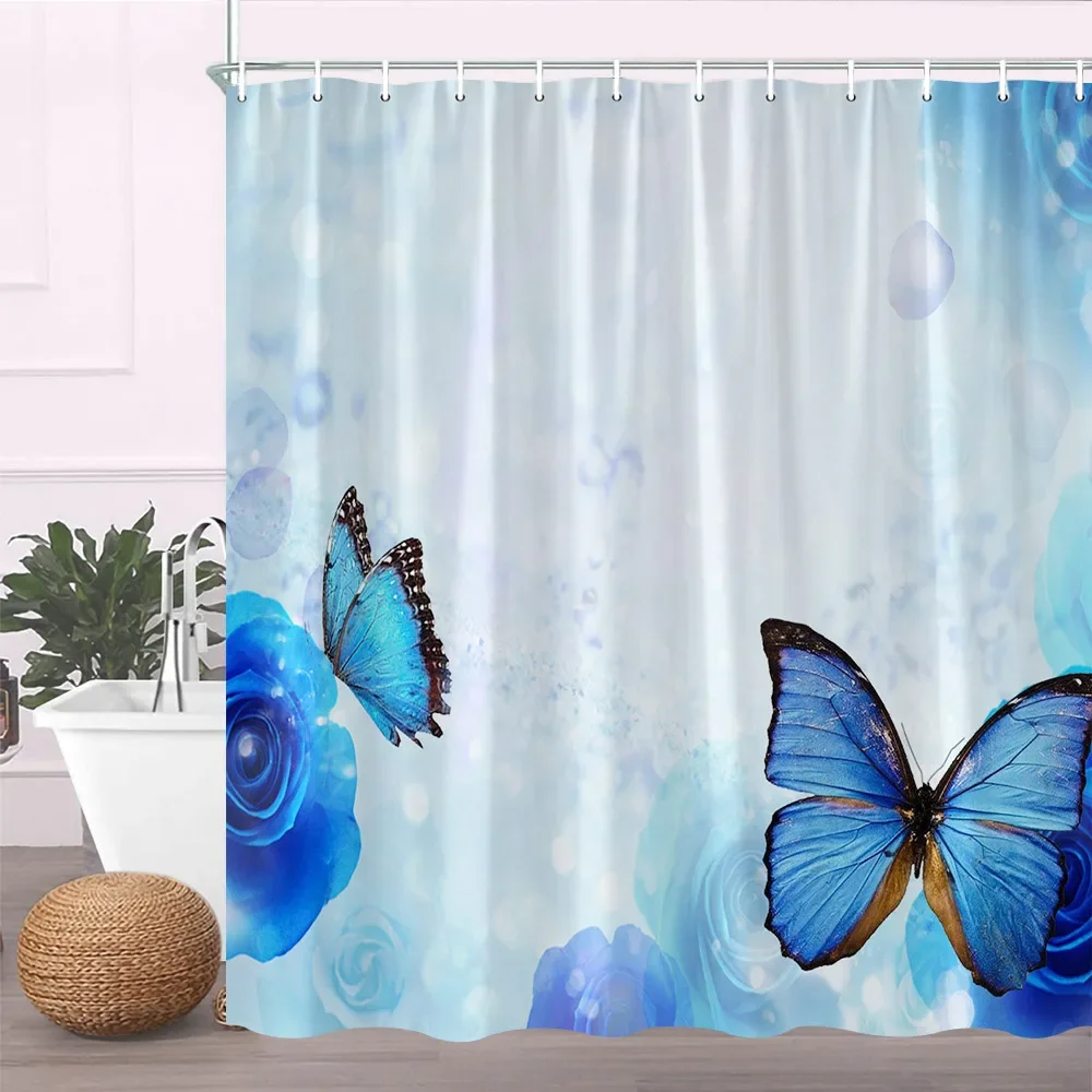 Plant Flower Shower Curtains Dandelion Watercolor Butterfly Floral Bath Screen Garden Bathroom Accessories Set Home Decor Fabric